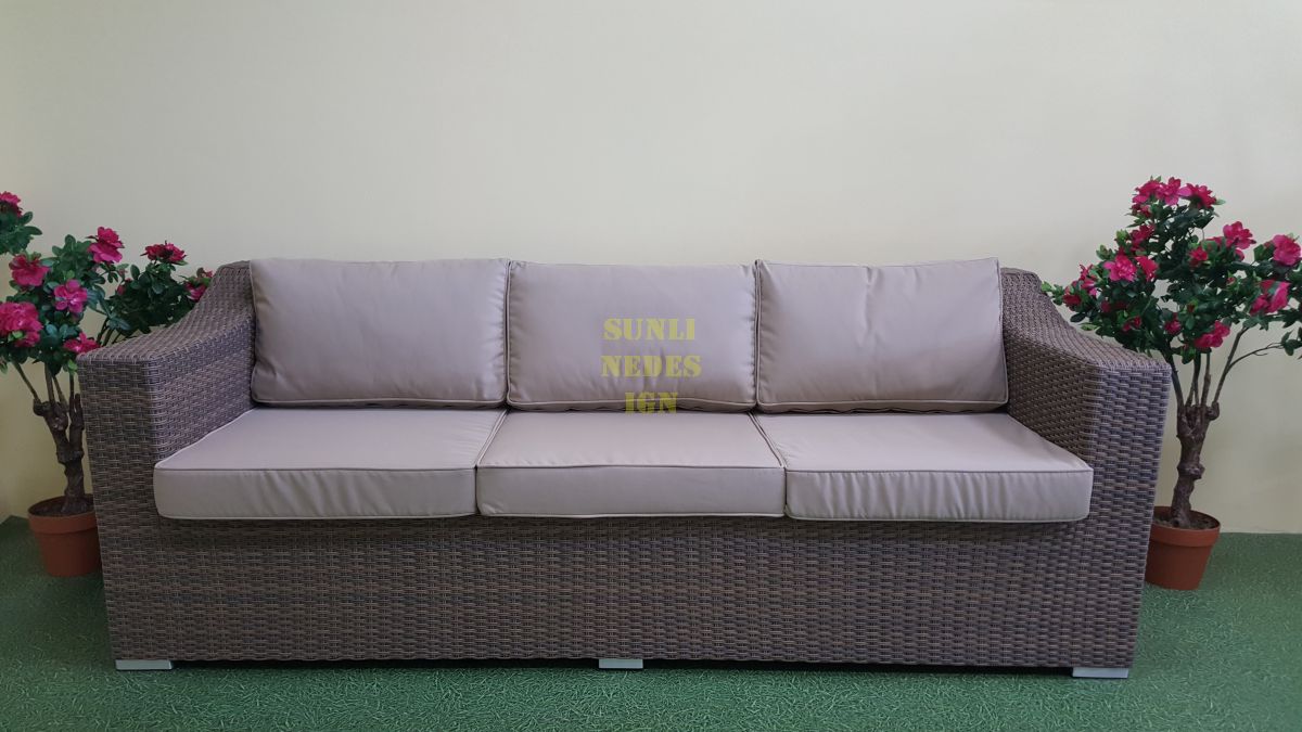 Плетеный диван "Glendon" beige 3-х местный