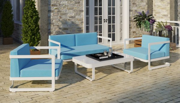 Комплект мебели из алюминия VILLINO white blue