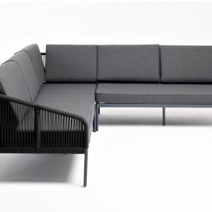Канны угловой уличный диван из роупа (веревки), цвет темно-серый